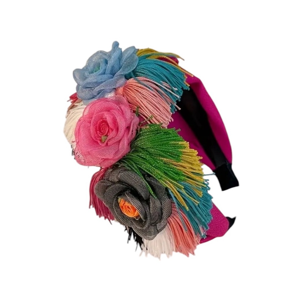 Pink Floral Tassel Colorful Headband